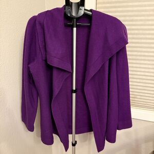 Chico’s 100% Wool Dramatic Drape Cardigan Wrap Sweater Purpleberry Womens XL/3